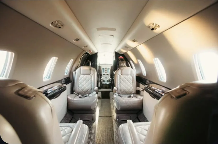 Citation Sovereign leather-seat cabin
